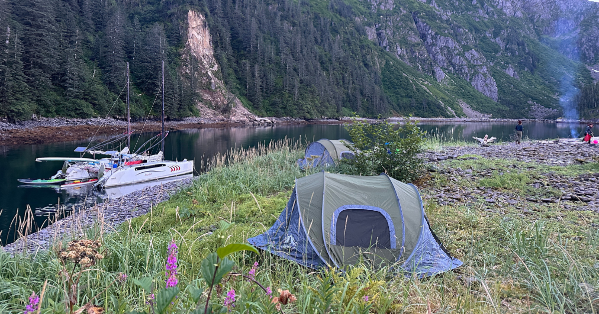 Tents set up at McMullom Cove
